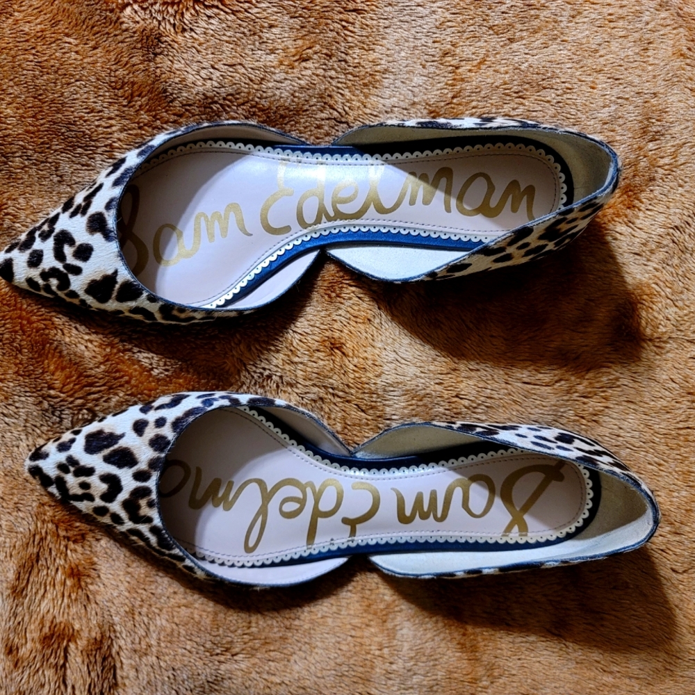 SAM EDELMAN Women's Rodney Calf Hair Leopard Flat Shoes Size 10 Black Brown